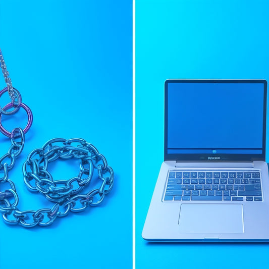 A stylized illustration of a laptop and smartphone displaying a split-screen comparison of rigid, locked chains versus flexible, unbroken links, set against a bright, gradient blue background.