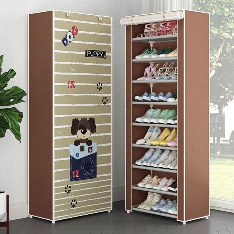 10 capas 9 rejillas Simple Zapatero hogar a prueba de polvo almacenamiento Zapatero de tela para muebles de Casa de pasillo