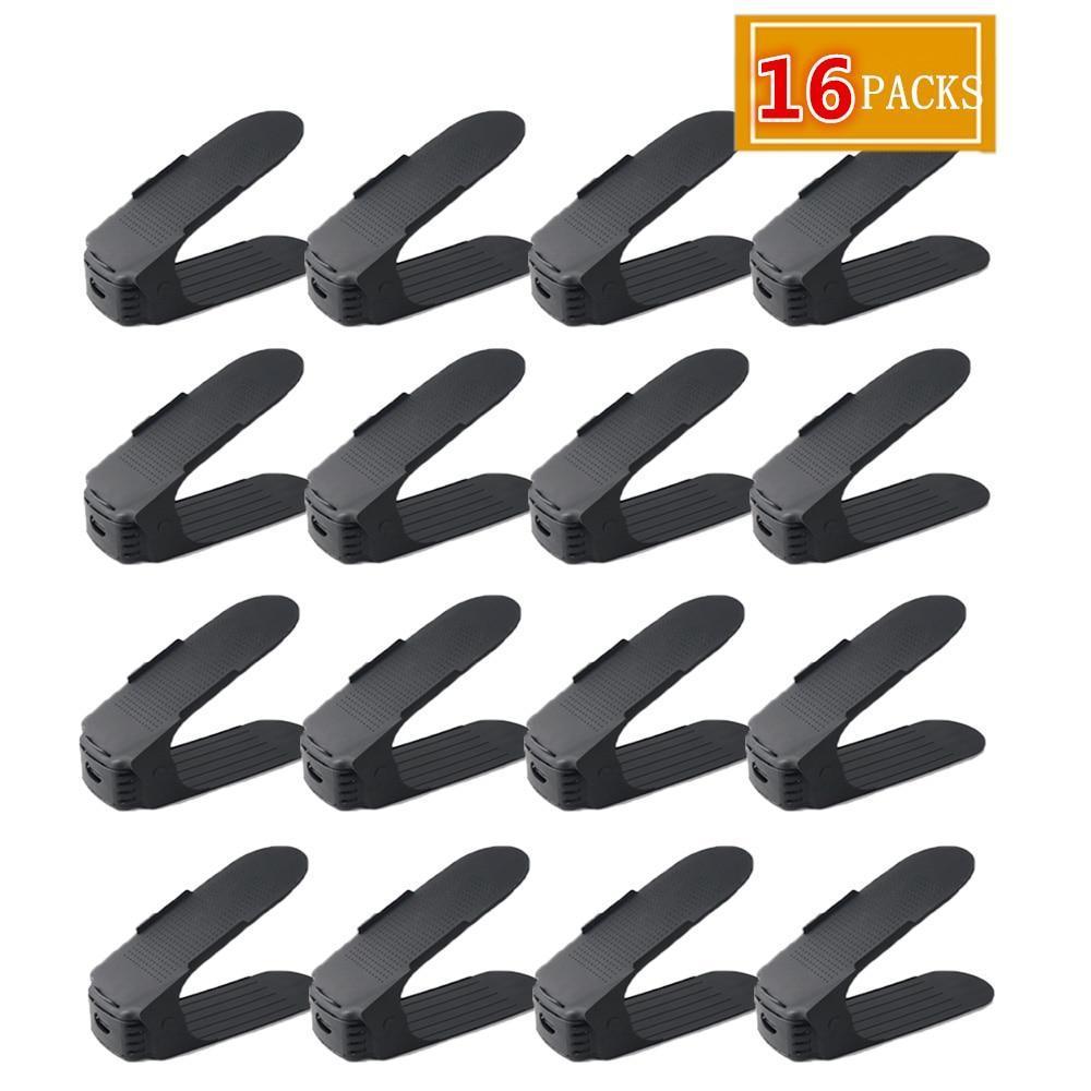 16Pcs Double Shoe Organizer Modern Shoes Rack Shoe Storage Cleaning Cabinet Shoes Organizers