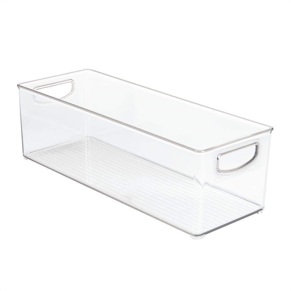 Try mdesign plastic stackable household storage organizer container bin with handles for media consoles closets cabinets holds dvds video games gaming accessories head sets 4 pack clear