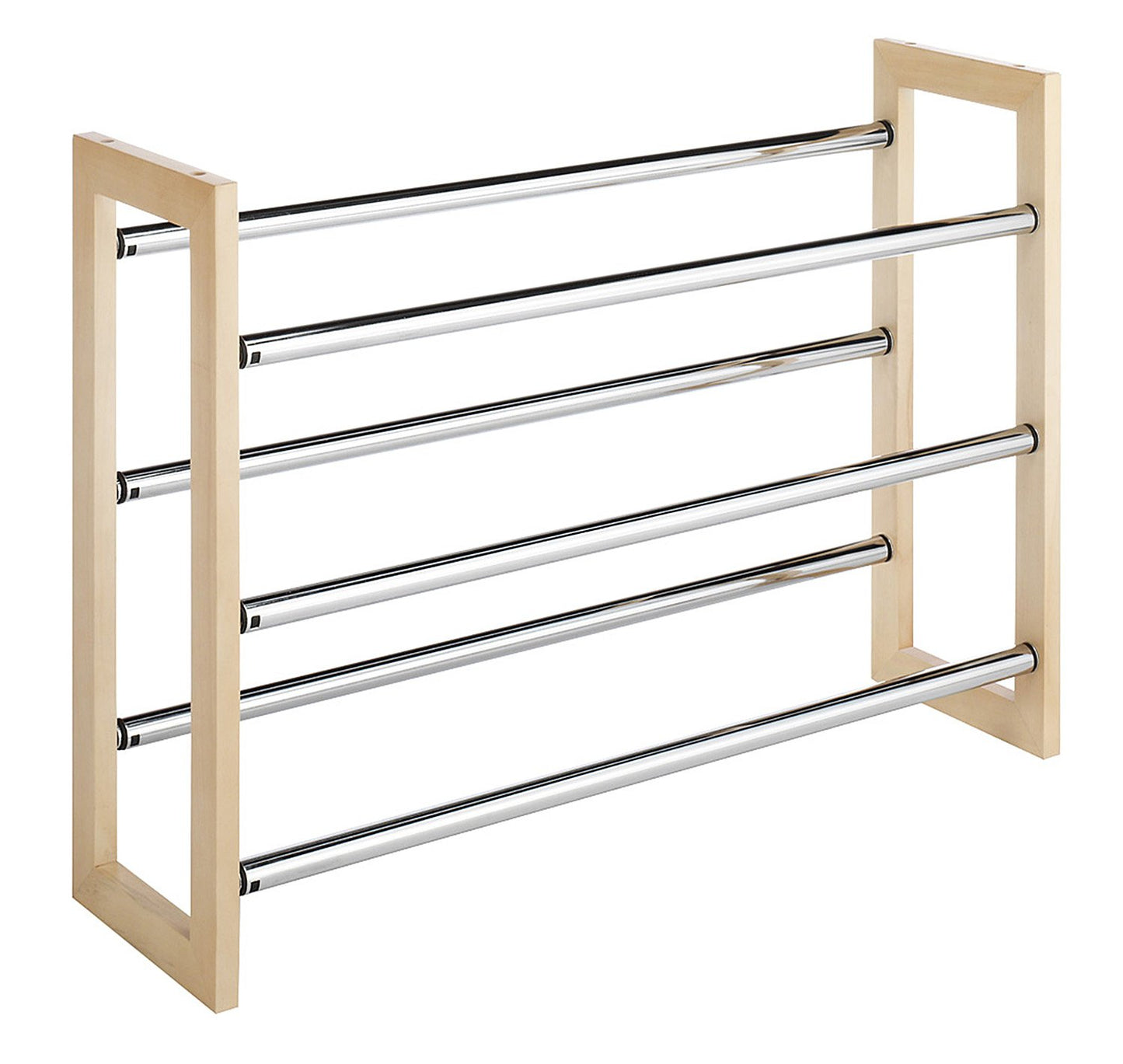 Wood & Chrome Expandable Shoe Rack