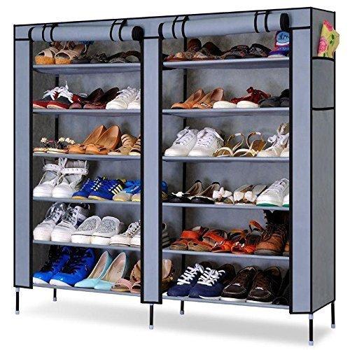 Fancy Fabric Shoe Rack Organizer, 12 Layers (Grey)