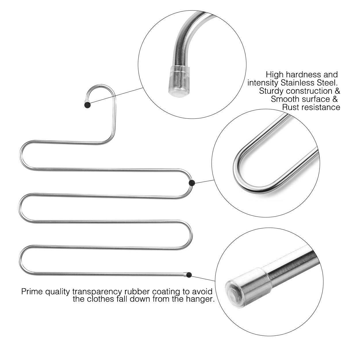 The best doiown pants hangers s shape stainless steel clothes hangers space saving hangers closet organizer for pants jeans scarf5 layers 10pcs