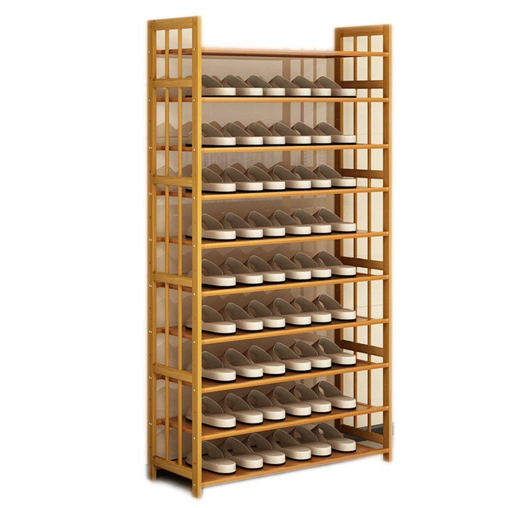 Bamboo shoe rack,100% solid wood,Function assemble,Entryway shelf Stand shelves Stackable Entryway bedroom 3-10 tier 6-40 shoes -B 79x25x155cm(31x10x61inch)