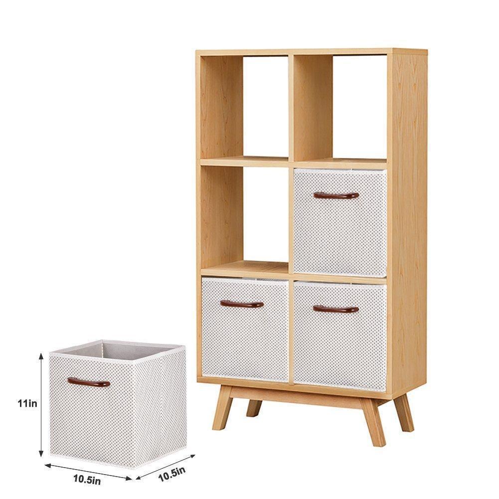 Discover maidmax foldable storage cubes set of 6 decorative fabric storage bins containers organizers drawers with wood handles for shelves clothes closet kids bedroom gray polka dot