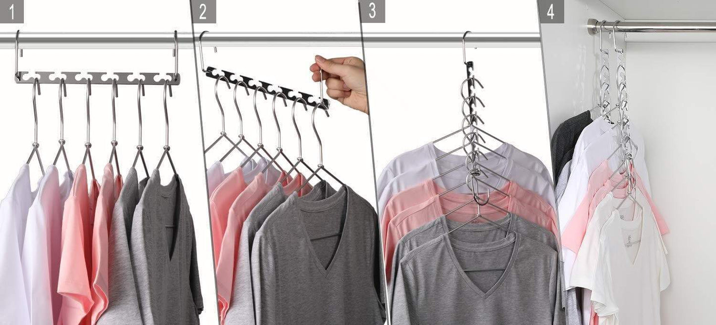 Save magicool 20 pack metal wonder magic cascading hanger space saving hangers closet organizers suit for shirt pant clothes hangers space saving