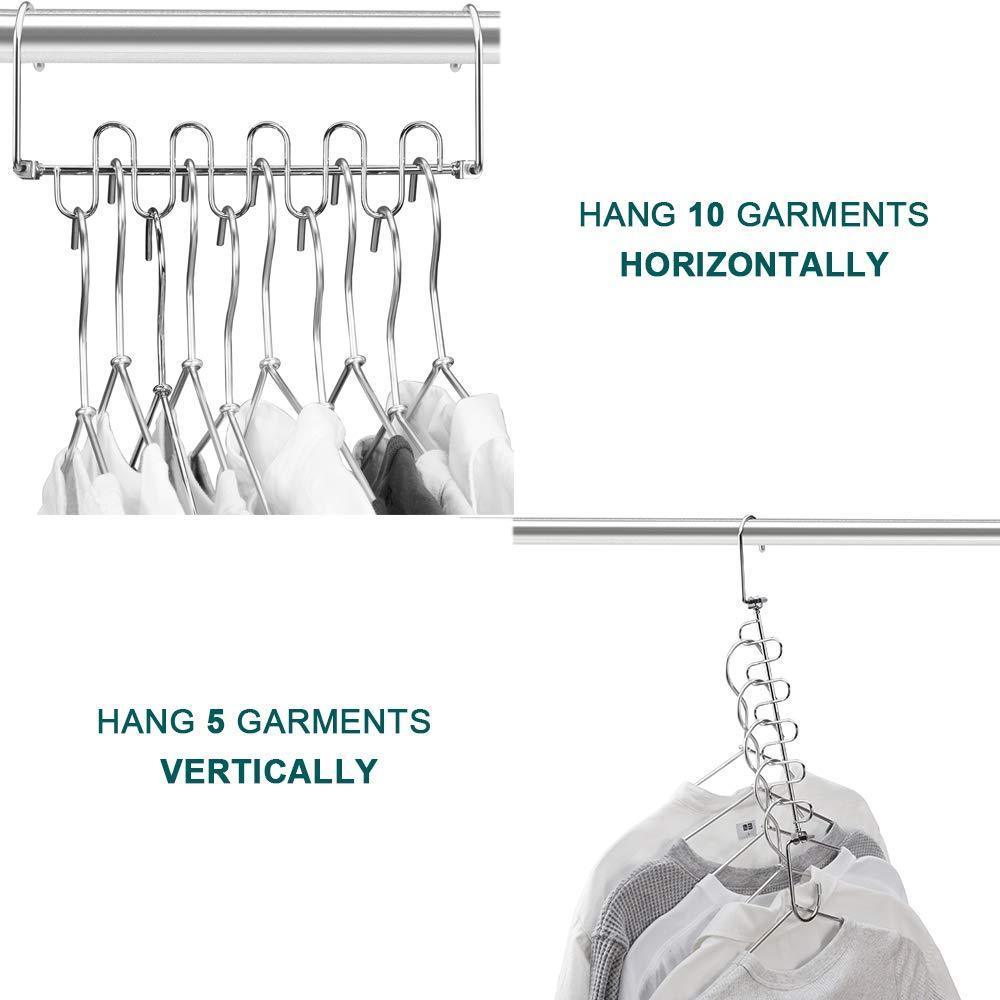 Storage organizer meetu magic cloth hanger wonder space saving hangers metal closet organizer for closet wardrobe closet organization closet system pack of 4