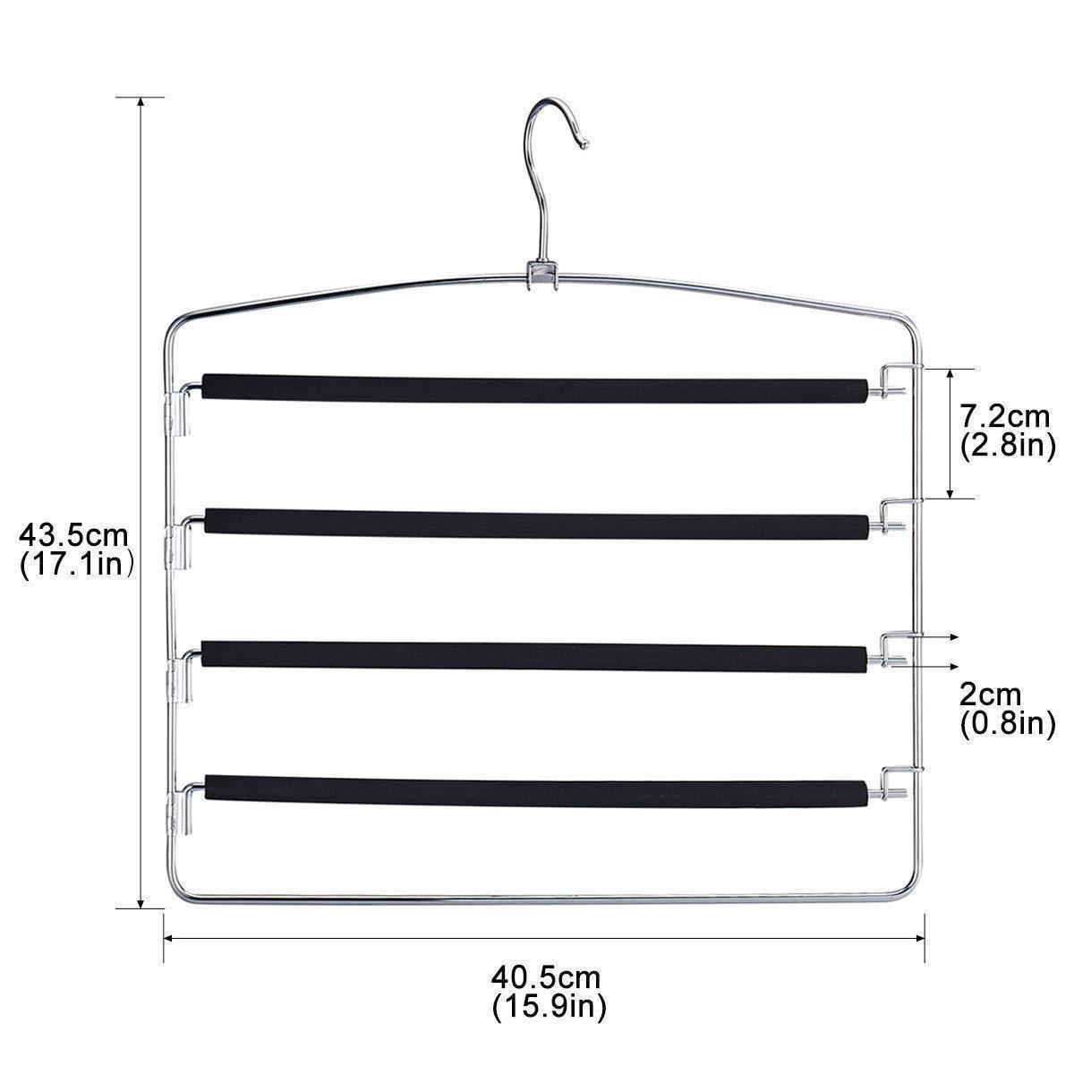 Discover doiown pants hangers slacks hangers space saving non slip stainless steel clothes hangers closet organizer for pants jeans trousers scarf 4 pack large size 17 1high x 15 9width