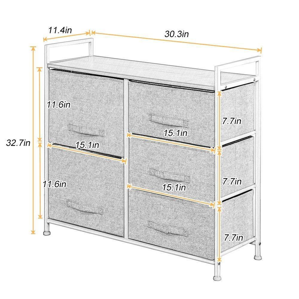 Shop soges 5 drawer storage organizer unit for bedroom play room closets entryway free standing rack metal frame with fabric bin beige 107 bm