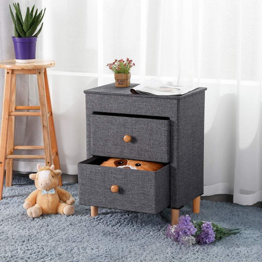 Best seller kamiler 2 drawer nightstand beside table end table storage organizer unit for bedroom hallway entryway closets no tool required to assemble
