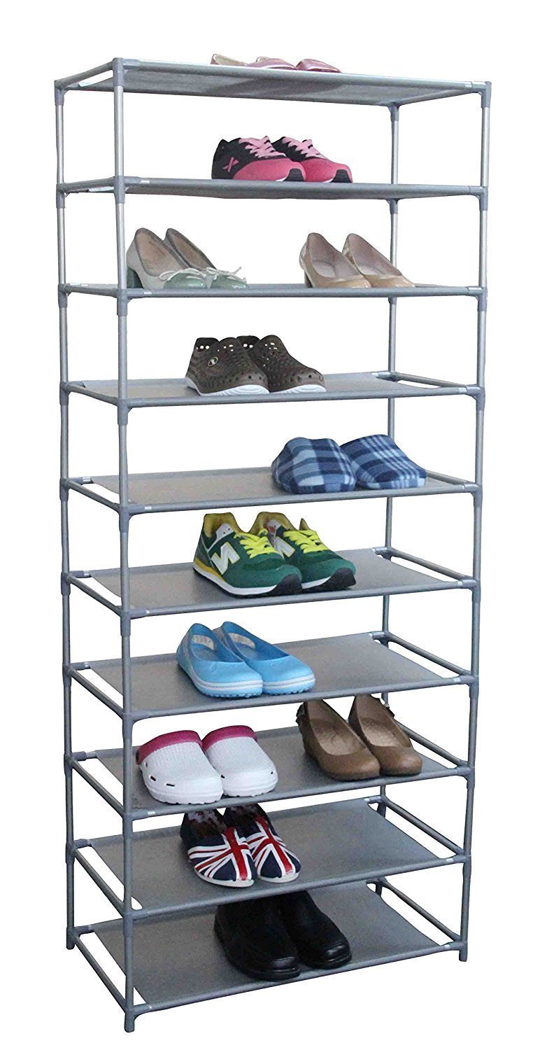 10 Tiers Space Saving Shoe Rack Mount Stand Sturdy Shelf Storage Tower Organizer Cabinet Adjustable Shoe Shelf