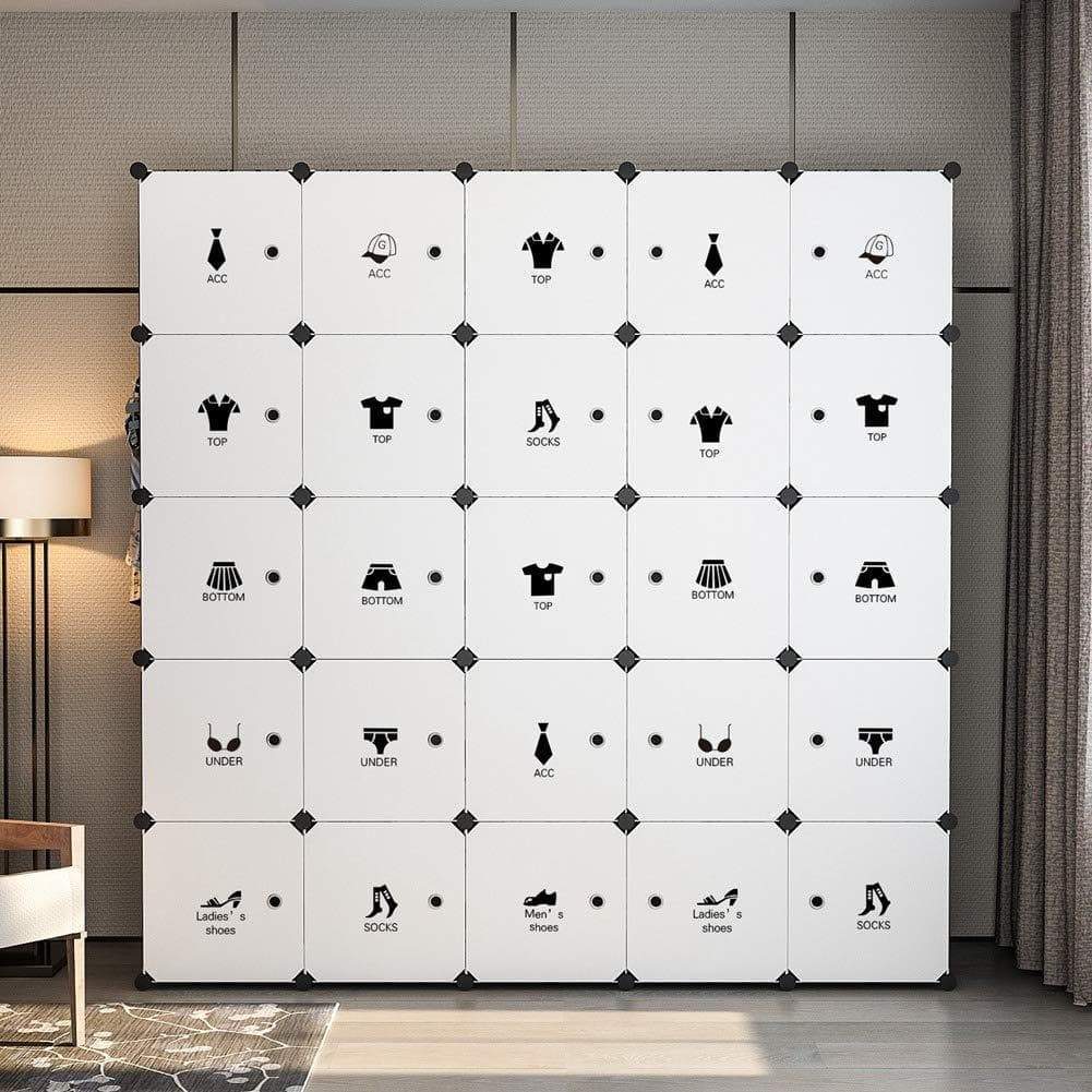Results george danis portable wardrobe clothes closet plastic dresser multi use modular cube storage organizer bedroom armoire black 18 inches depth 5x5 tiers