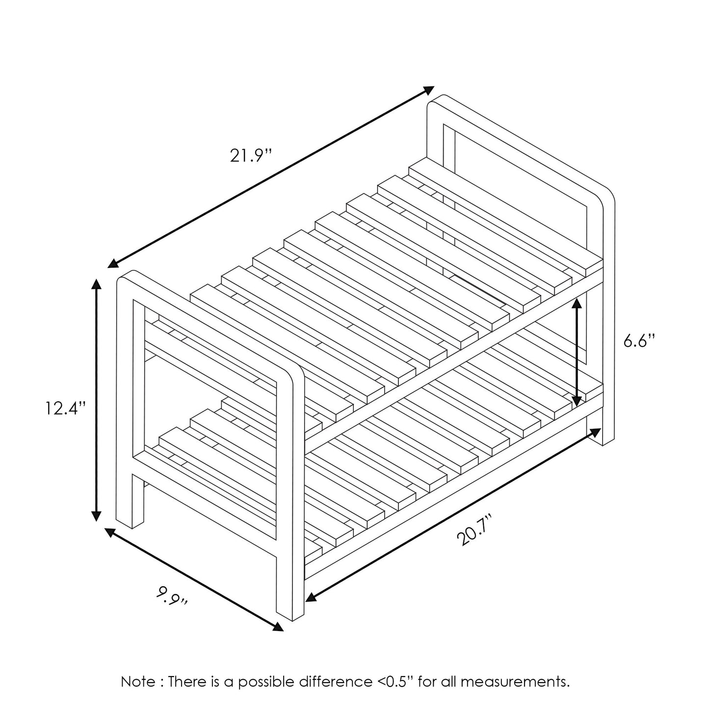 Pine Solid Wood 2-Tier Shoe Rack FNCJ-33040EX