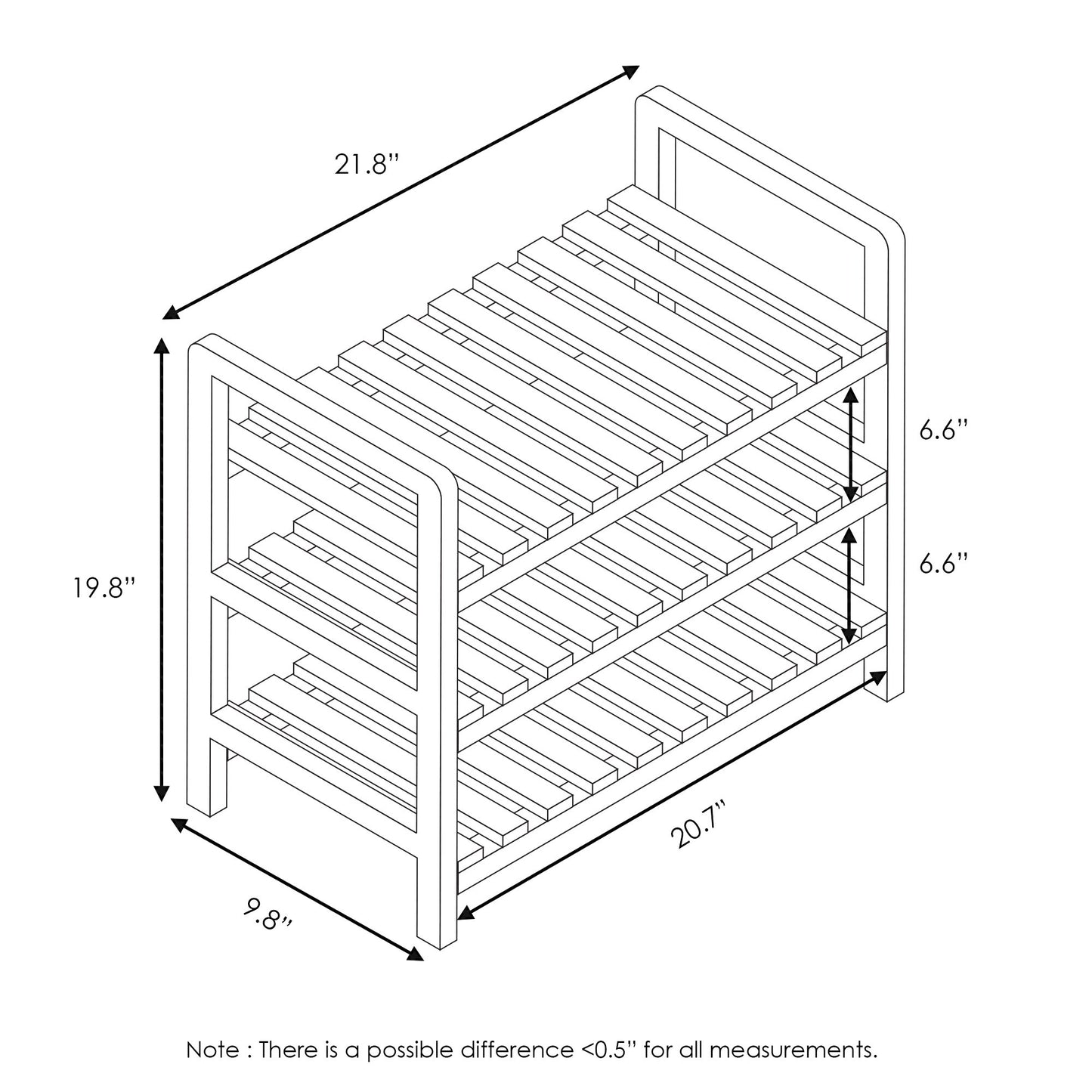 Pine Solid Wood 2-Tier Shoe Rack FNCJ-33041EX