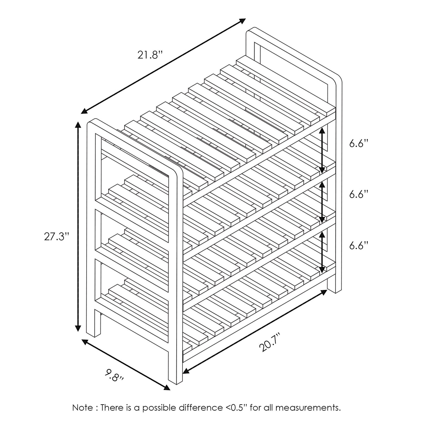 Pine Solid Wood 2-Tier Shoe Rack FNCJ-33042EX