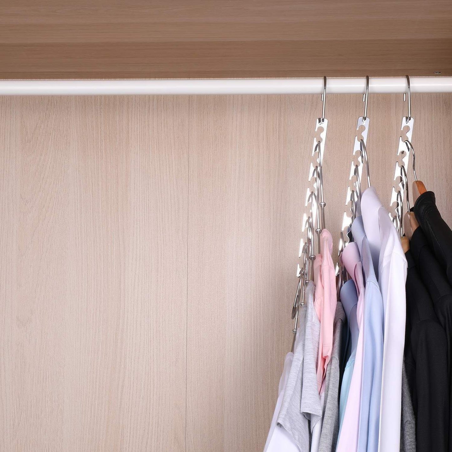 Shop bloberey space saving hangers metal wonder magic cascading hanger 10 inch 6 x 2 slots closet clothing hanger organizers pack of 20