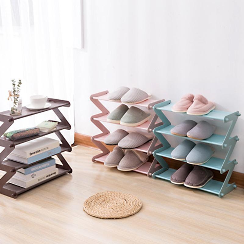 Stainless Steel Multi-Layer Shoe Rack Simple 4 Tier Shoe Storage Rack