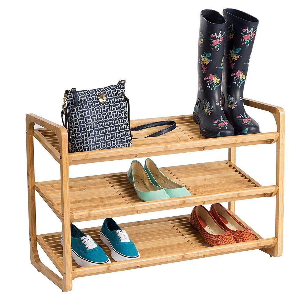 3 Tier Deluxe Bamboo Shoe Rack