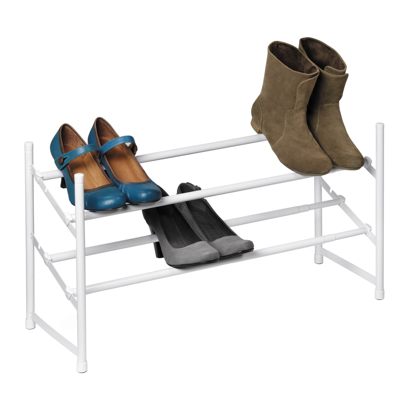 2-Tier Expandable Stackable Shoe Rack, White