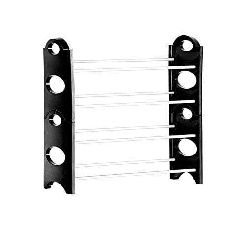 Over Door White Shoe Rack Organiser - 12 Pair Storage Unit - Plastic and Metal Hanging Shelf for Men and Ladies - Flat, Narrow Stand