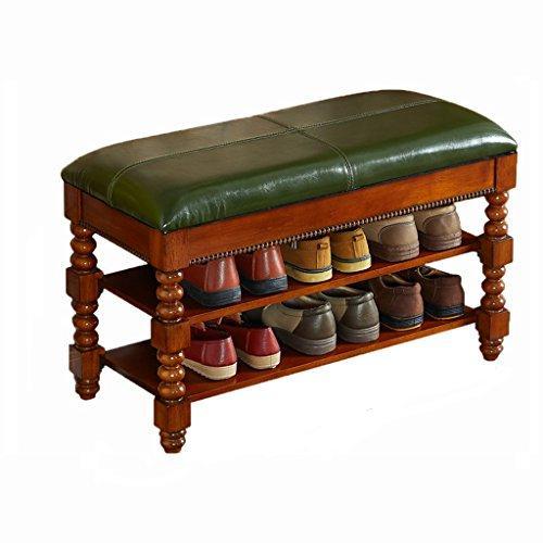 (Dark Green Shoe Bench) - Solid Wood Storage Shoe Rack, Flip Flop Sports Shoes Children's Shoes Storage Shelves, Seat Surface Can Be Opened (Size : 60*35*48CM)