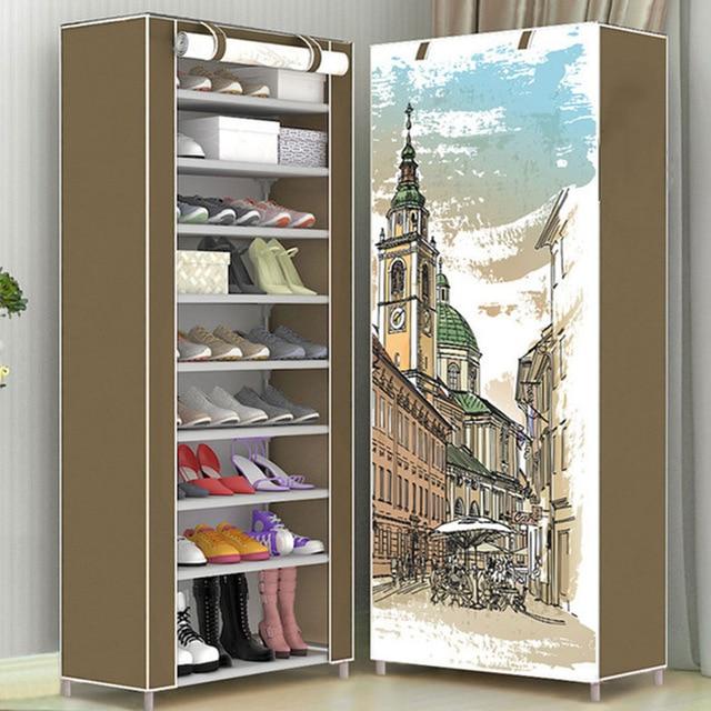 8 Layer 10 Layer Combination Shoe Cabinet Simple Cloth Fabric Storage Shoes Rack Folding Dust-proof Shoe Shelf DIY Furniture
