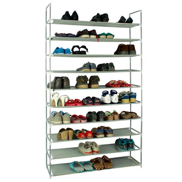 10 Tier 50 Pairs Shoe Rack Storage Organizer Tower Free Standing Space Saving US