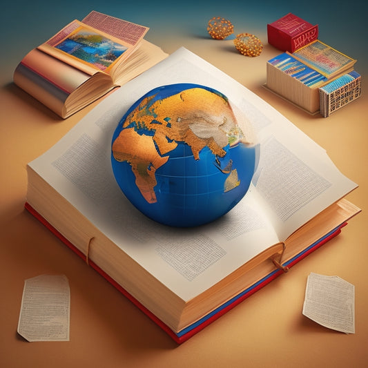 A stylized, minimalist illustration of a globe with interconnected puzzle pieces, surrounded by fluttering papers and bookmarks, under a warm, inspirational light, evoking a sense of harmony and organization.