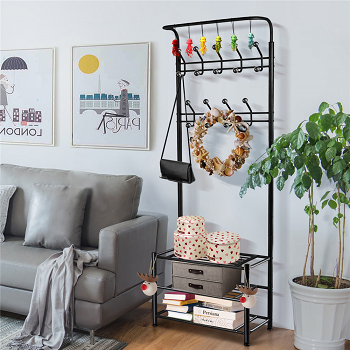 Smilemart Multipurpose Metal Entryway Hall Tree With 3-Tier Shoe Rack Only $32.99! (Reg $49.46)