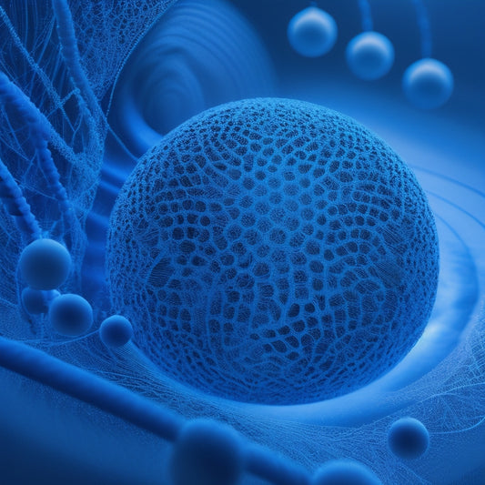 An abstract illustration featuring interconnected nodes and threads in shades of blue, forming a dynamic, 3D hub, surrounded by sound waves and gentle, swirling patterns.