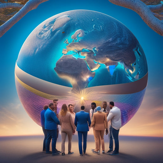 A stylized illustration of a diverse group of people forming a circle around a glowing, 3D data sphere, with subtle KSU colors and abstract campus elements in the background.