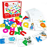 Youwo Alphabet Flash Cards Wooden Toddler ABC Learning Puzzle only $7.19