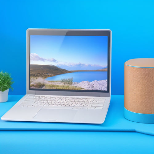 A stylized, minimalist illustration of a laptop screen displaying a tidy digital photo album, with neatly categorized folders and a few visually appealing photos peeking out, set against a soft, calming blue background.