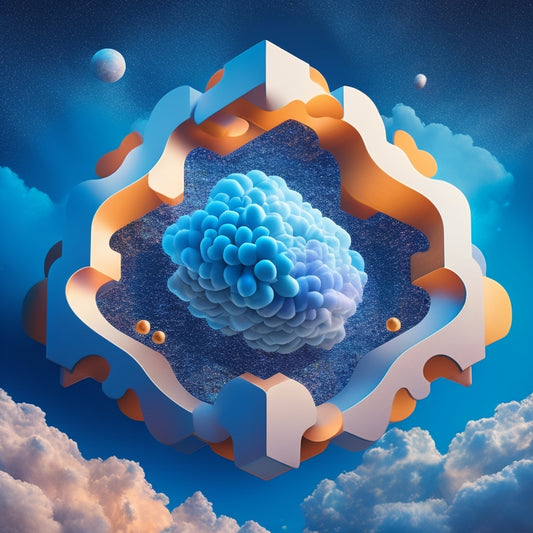A stylized illustration of a puzzle coming together, with interlocking pieces forming a cloud shape, surrounded by swirling lines and nodes representing data flow and connectivity.