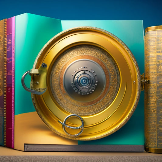A padlock with a folder or document wrapped around it, surrounded by concentric circles with varying levels of opacity, conveying control and access restrictions.