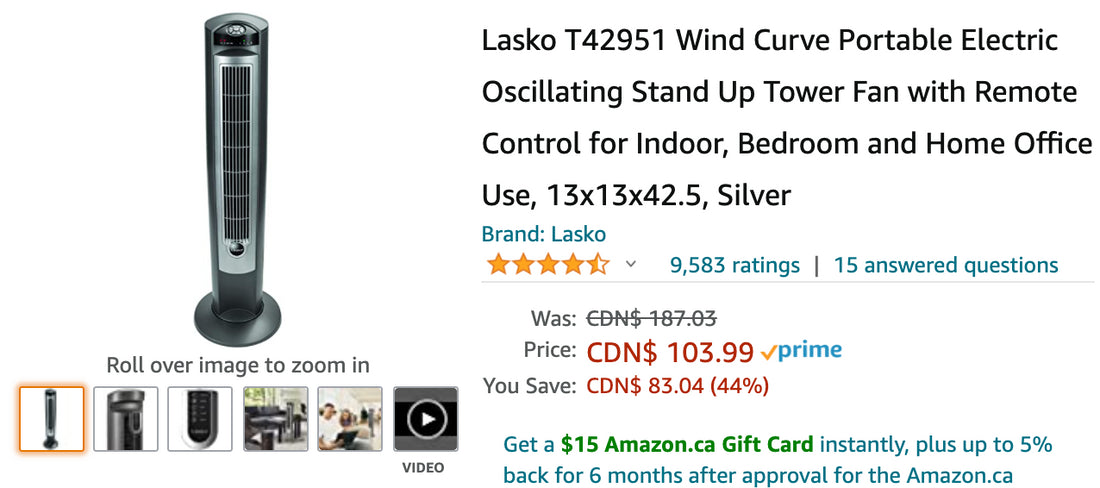 Amazon Canada Deals: Save 44% on Portable Electric Oscillating Tower + 44% on Ohuhu Saucer Tree Swing for Kids + More Offer