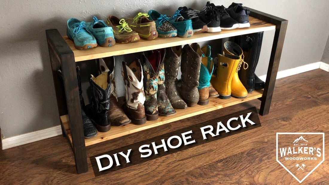 This is a simple and functional solution to having your boots and shoes scattered all over the closet
