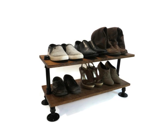 Shoe Rack, Industrial Wood Shoe Rack, Shoe Storage, Shoe Organizer, Wood Shoe Rack, Shoe Holder, Industrial Shoe Rack, Industrial Storage by JustKnotWood