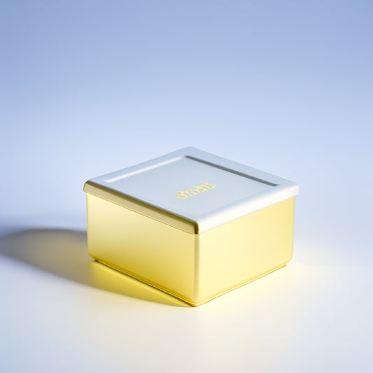 A stylized, brightly lit plastic box with a vibrant, embossed logo in the center, surrounded by subtle shadows and reflections, on a clean, minimalist white background.