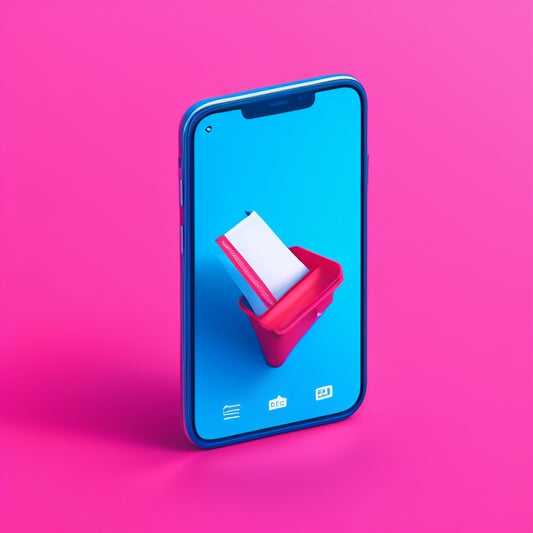 A minimalist illustration of a smartphone with a trash can icon on the screen, surrounded by scattered digital files and folders with red "X" marks, set against a clean, gradient blue background.