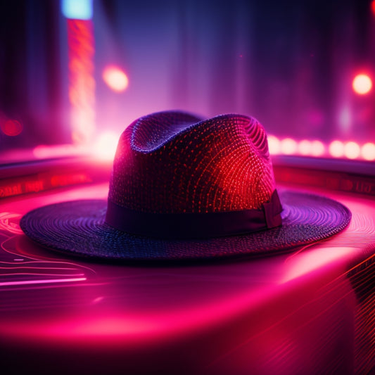 A futuristic, high-tech background with a prominent, glowing red hat icon, surrounded by swirling Linux code and circuitry patterns, with a subtle, shimmering certification badge in the corner.