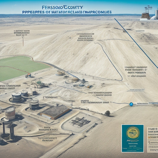 An illustration of a Fresno County map in the background, with a large underground storage tank (UST) in the foreground, surrounded by icons of hazardous materials, pipes, and monitoring equipment.