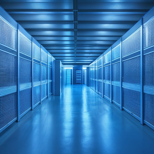 A futuristic, sleek, and well-lit self-storage facility with rows of automated robotic retrieval systems, motion-sensing LED lighting, and a state-of-the-art security system with cameras and biometric scanners.