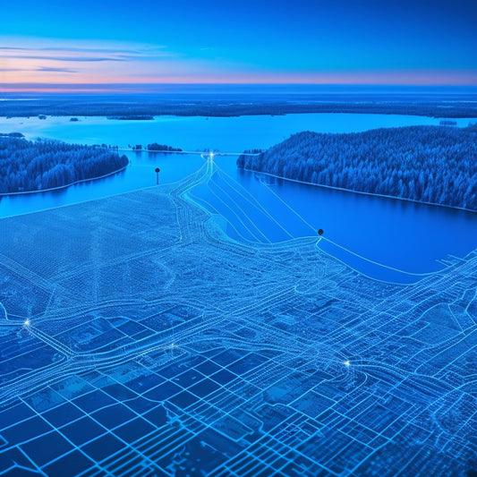 A stylized illustration of the State of Michigan's outline, comprised of interconnected nodes and lines, with glowing blue data points and subtle map textures, set against a light gray background.