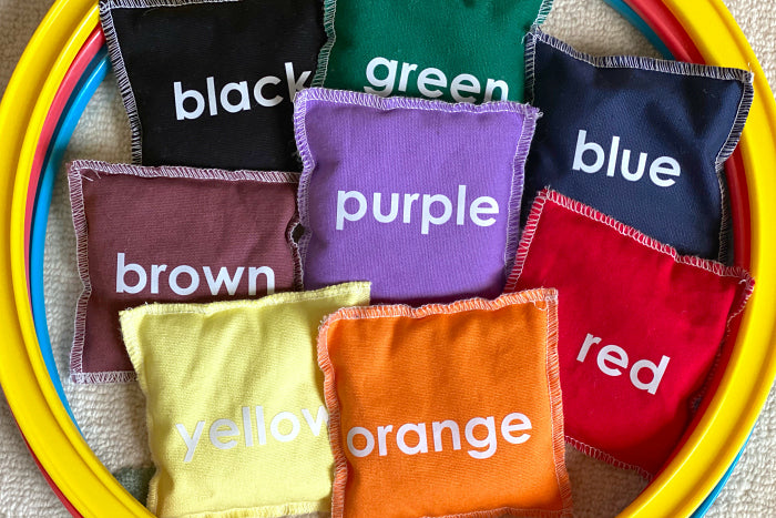 Bean Bags for the Child Who Needs to Throw + for Counting, Developing Coordination & Colour Matching.