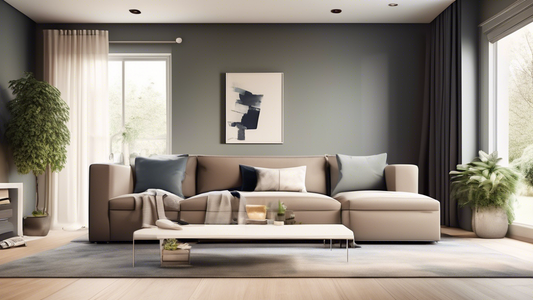 Create an image of a modern living room with hidden storage solutions seamlessly integrated into the decor, such as a stylish storage ottoman, a sleek built-in shelf with concealed compartments, and a hidden storage bench under a window seat. Show ho