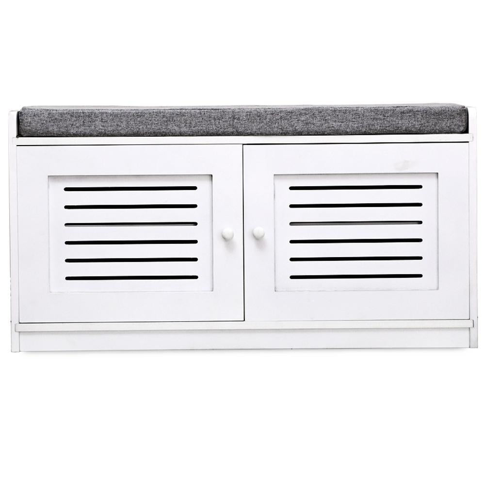 Four-grid Fabric Shoe Cabinet White