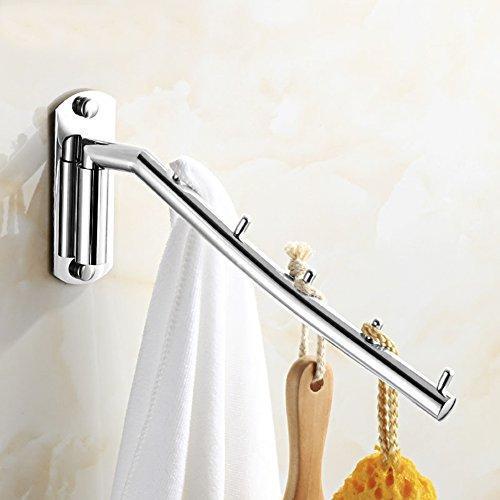Discover the catanexus folding wall mounted clothes hanger rack clothes hook stainless steel with swing arm holder clothing hanging system closet storage organizer heavy duty drying rack with 5 hooks polished finish