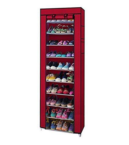 Pack of 5 Non-Woven Fabric Collapsible Portable Foldable Maxr 10 Layer Easy Installation Shoe Rack/Cabinet, Standard