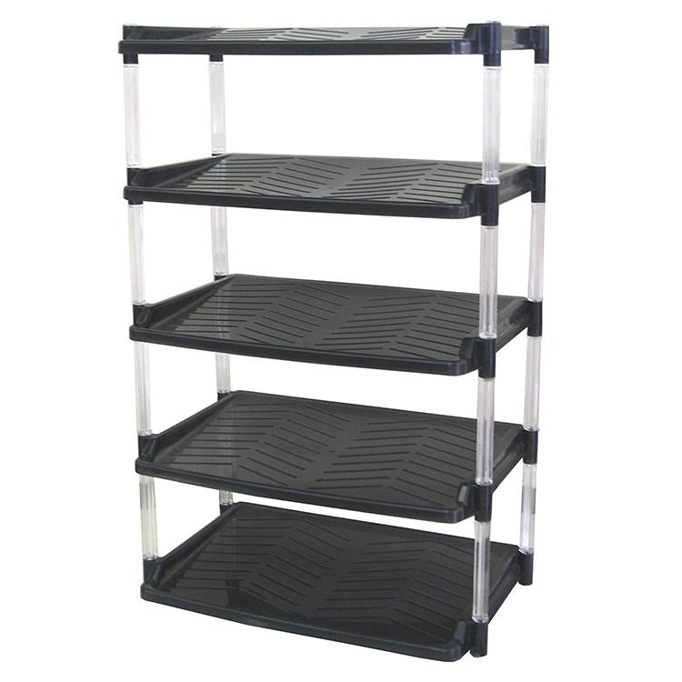 * Five Tier Wide Shoe Rack With Clear Surpport Pole